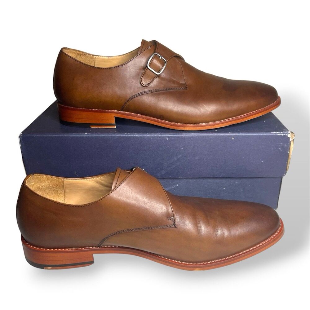 Warfield & Grand Leather Single Monk Strap Dress Shoes 20801 Mens 12 Cognac